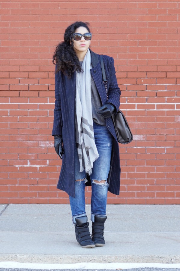 How to Wear a Pinstripe Winter Coat